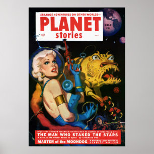 Poster Invasion vintage d'alien d'histoires de planète