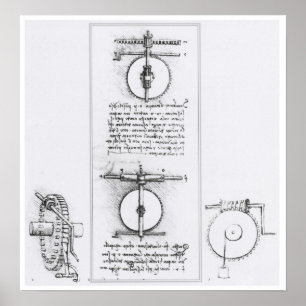 Poster Invention Worm Gear de Léonard de Vinci