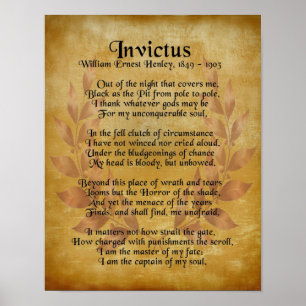 Poster "Invictus", couronne de parchemin de poème victori