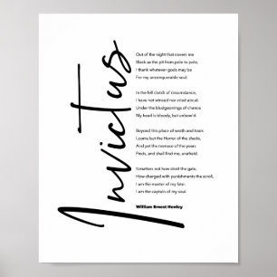 Poster Invictus Poem by Henley in Modern Black Script