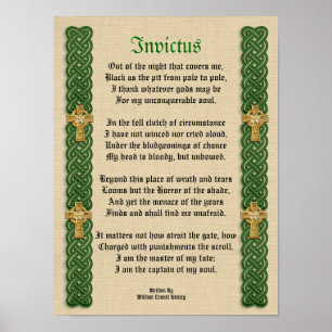 Poster Invictus, poème victorien Celtic Knots et croix