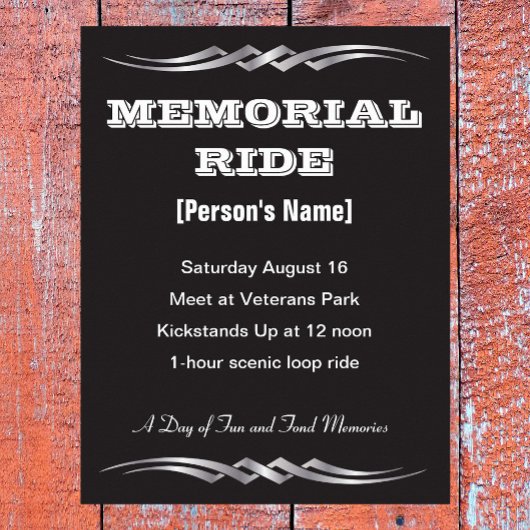 Poster Invitation à l'excursion au moto Memorial