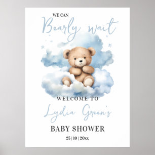 Poster Invitation à une fête de bébé ourson en peluche, O