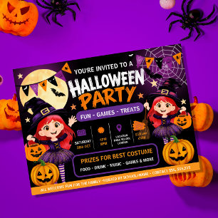 Poster Invitation à une fête d'Halloween pour enfants M