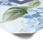 Poster Invitation Anniversaire 70 Ans Hydrangea Bleu Aqua (Coin)