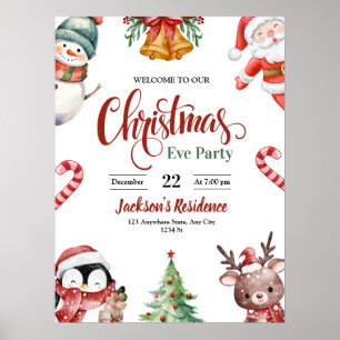 Poster Invitation au dîner de la veille de Noël, fête de