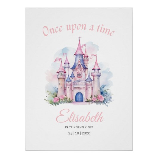 Poster Invitation d'anniversaire de princesse, Petite Pri (Devant)