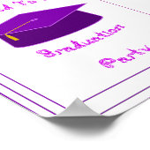 Poster Invitation de diplôme Casquette pourpre imprimable (Coin)