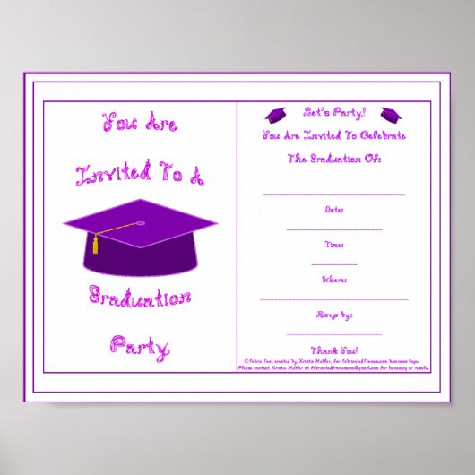 Poster Invitation de diplôme Casquette pourpre imprimable (Devant)