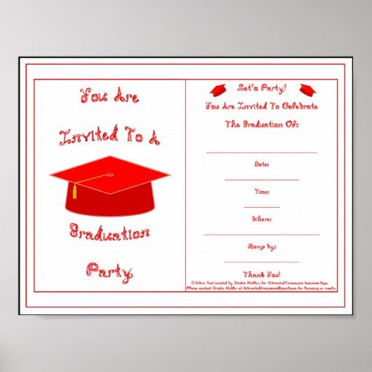 Poster Invitation de diplôme Casquette rouge imprimable (Devant)