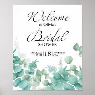 Poster Invitation de douche nuptiale Eucalyptus tout simp