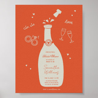 Poster Invitation de mariage dessinée à la main pour une 