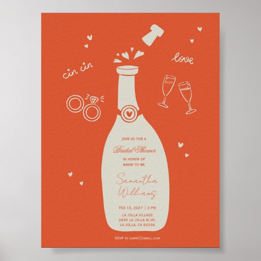 Poster Invitation de mariage dessinée à la main pour une (Devant)