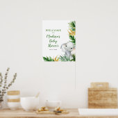 Poster Invitation du Baby shower des éléphants tropicaux (Cuisine)