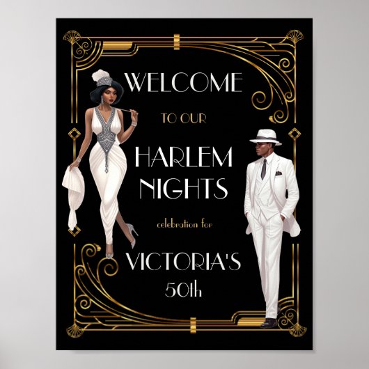 Poster Invitation Flapper et Gentleman Deco Harlem Nights (Devant)
