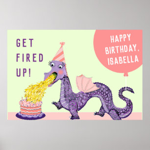 Poster Invitations pour la fête d'anniversaire du dragon 