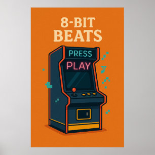Poster Invite 23, Beats 8 bits, Vintage