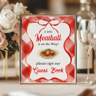 Poster Invité au Baby Shower avec un Gingham Rouge Italie