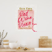 Poster Invité Check reçu Red Wine Please Wine Bar Art (Cuisine)