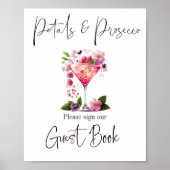 Poster Invité de la fête de mariage rose Petals & Prosecc (Devant)