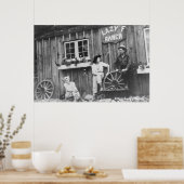 Poster Invités devant un Lazy F Ranch Bldg (Cuisine)