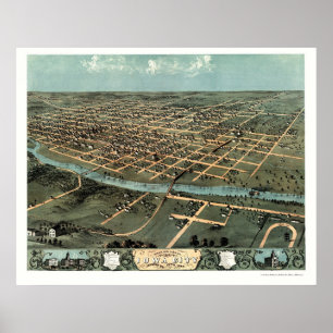 Poster Iowa City, IA Carte panoramique - 1868