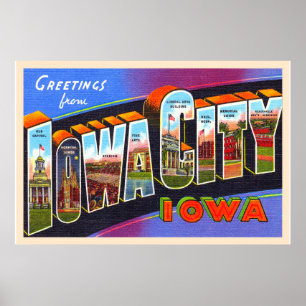 Poster Iowa City Iowa IA Vintage grande lettre carte post