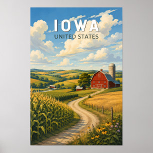 Poster Iowa Illustration Voyage Art Vintage