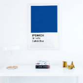 Poster Ipswich Suffolk Bleu - Bordure blanche