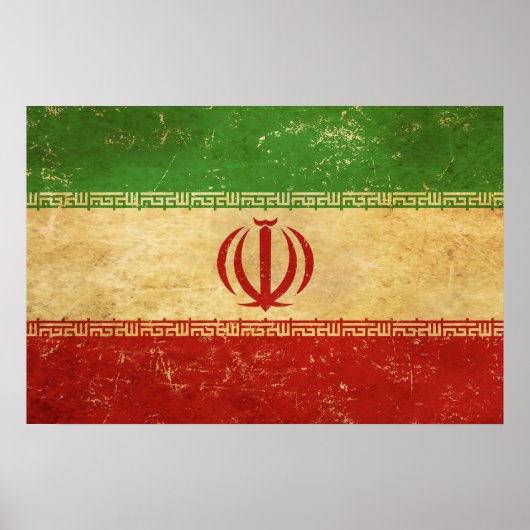 Poster Iran - Drapeau Vintage (Devant)