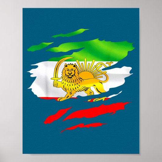Poster Iran Flag Map Lion Sun Awareness Support (Devant)