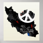 Poster Iran Trendy Peace Sign with Irani map (Devant)
