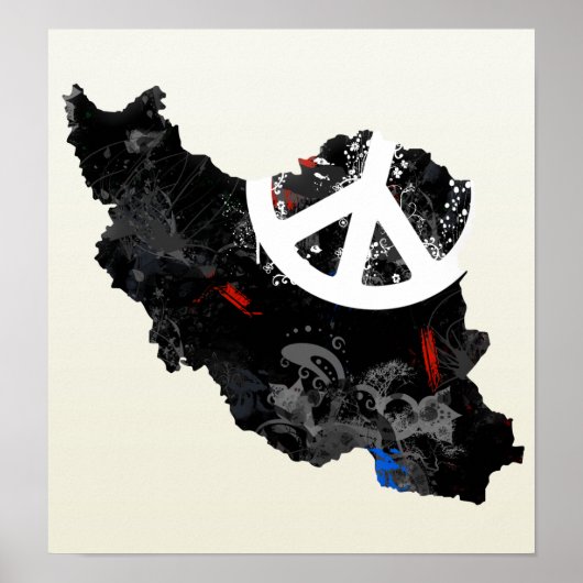 Poster Iran Trendy Peace Sign with Irani map (Devant)