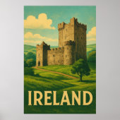 Poster Ireland Castle Travel – Vintage Style Irish (Devant)