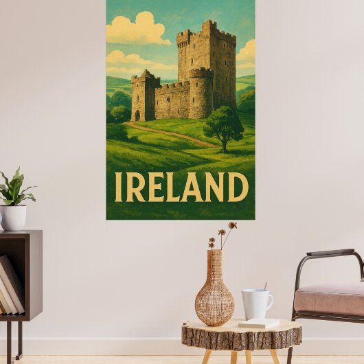 Poster Ireland Castle Travel – Vintage Style Irish (Salon 3)