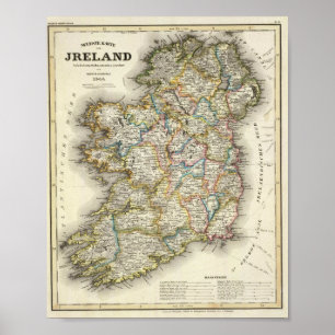 Poster Ireland Map - Irish Eire Erin Historic Map
