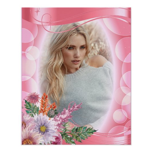 Poster Iridescente Bokeh PInk & Pretty Flowers - do-it-yo (Devant)