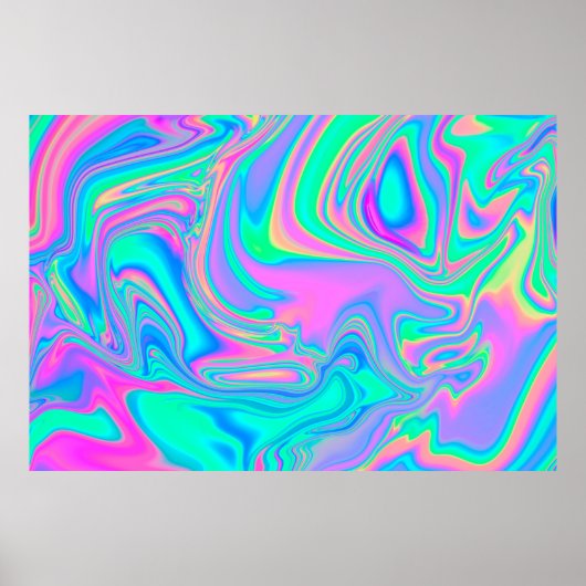 Poster Iridescente marbrée texture holographique en dynam (Devant)