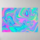 Poster Iridescente marbrée texture holographique en dynam (Devant)