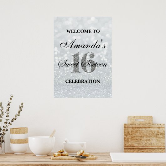 Poster Iridescente Sweet 16 feux de Parties scintillant W (Cuisine)