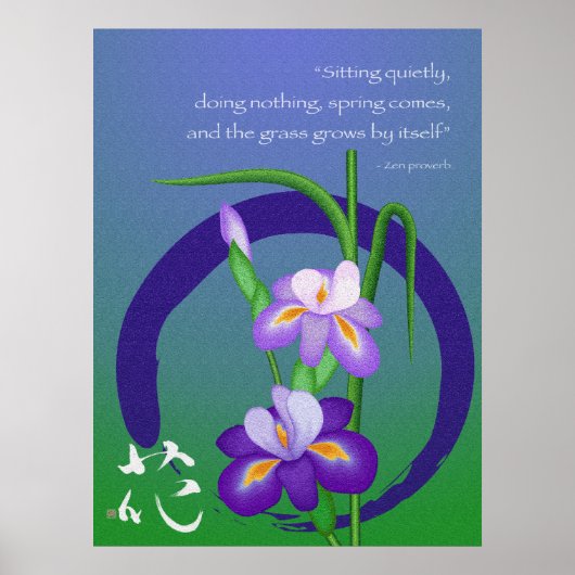 Poster Iris avec cercle Enso et sagesse zen (Devant)