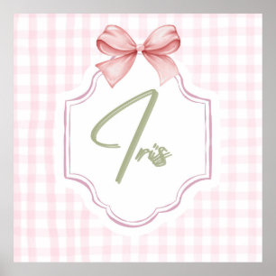 Poster Iris Baby Girl Nursery Art Pink Bow personnalisé