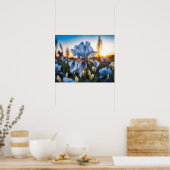 Poster Iris bleu et blanc pendant l'heure d'or (Cuisine)
