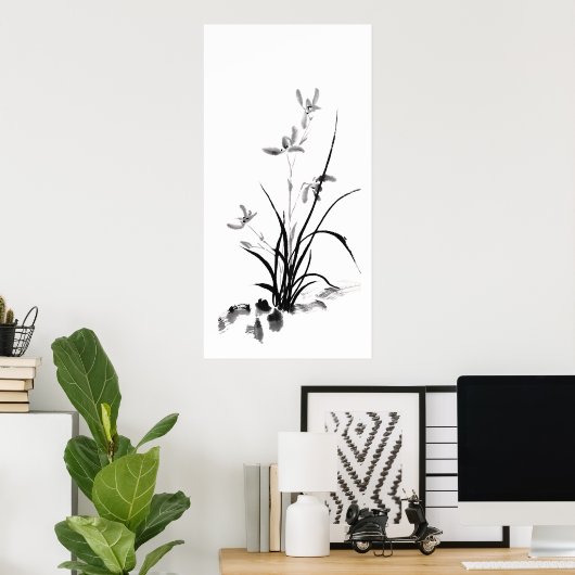 Poster Iris chinois - bw (Bureau à domicile)