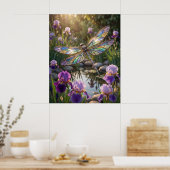 Poster Iris Fleur de verre Libellule (Cuisine)