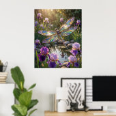 Poster Iris Fleur de verre Libellule (Bureau à domicile)