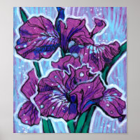 Iris Fleurs De Printemps Floral Peinture Violet
