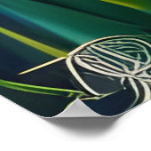 Poster Iris Floral Violet et bleu or feuilles (Coin)