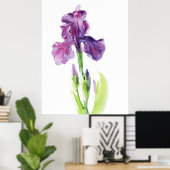 Poster Iris Pourpre en Aquarelle Lumineuse (Bureau à domicile)