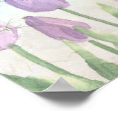 Poster Iris Purple Tulip Aquarelle Fleurs Collage (Coin)